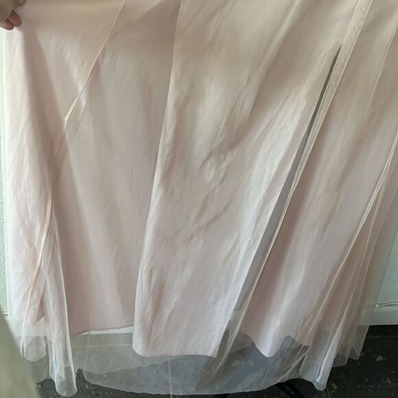 Tulle Pink Mesh Lace Dress, Elegant V-Neck Evening Dress, Autumn Winter Sexy - Picture 4 of 14